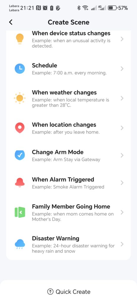 Tuya App Automations available trigger types