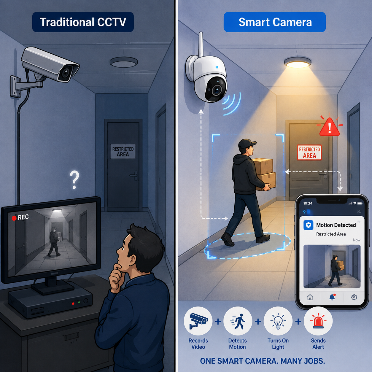 Info-graphics: Traditional CCTV vs Smart Cameras